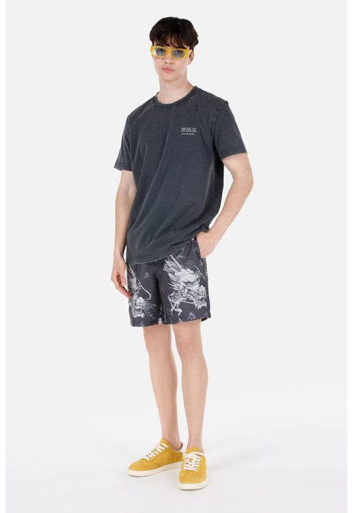 Pantaloni scurti de baie cu imprimeu si buzunare laterale-BARBATI/IMBRACAMINTE/Costume de baie-IMBRACAMINTE/Costume de baie