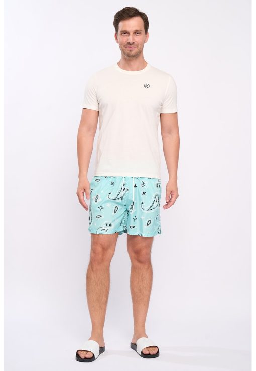 Pantaloni scurti de baie cu imprimeu si snur in talie-BARBATI/IMBRACAMINTE/Costume de baie-IMBRACAMINTE/Costume de baie