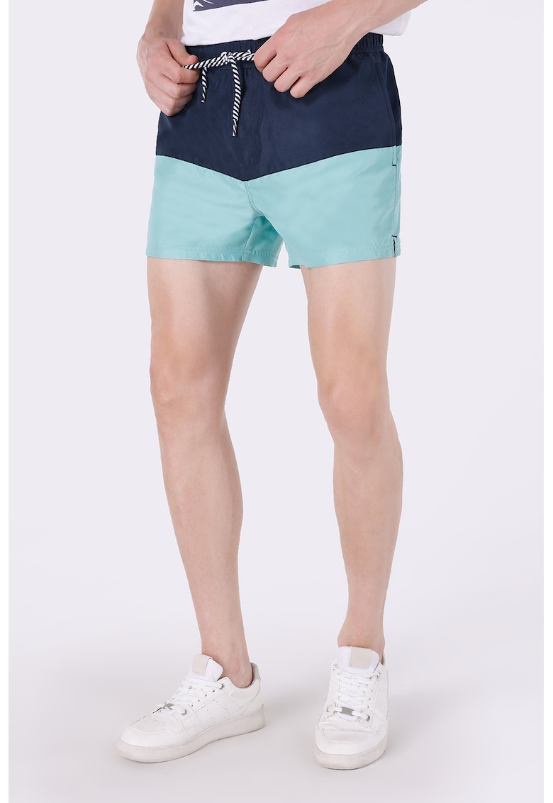 Pantaloni scurti de baie cu model colorblock-BARBATI/IMBRACAMINTE/Pantaloni si colanti-IMBRACAMINTE/Pantaloni si colanti