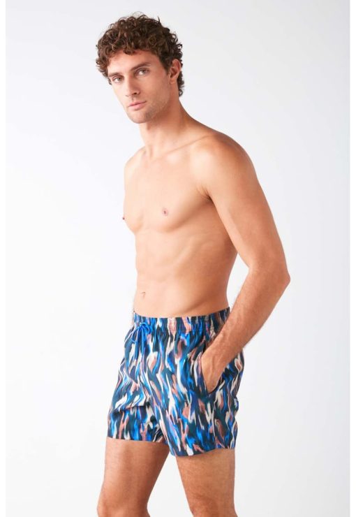 Pantaloni scurti de baie cu snur si model-BARBATI/IMBRACAMINTE/Costume de baie-IMBRACAMINTE/Costume de baie