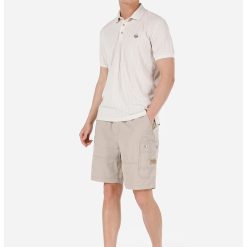 Pantaloni scurti de bumbac cu talie medie si buzunare multiple-BARBATI/IMBRACAMINTE/Pantaloni si colanti-IMBRACAMINTE/Pantaloni si colanti