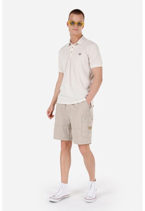 Pantaloni scurti de bumbac cu talie medie si buzunare multiple-BARBATI/IMBRACAMINTE/Pantaloni si colanti-IMBRACAMINTE/Pantaloni si colanti