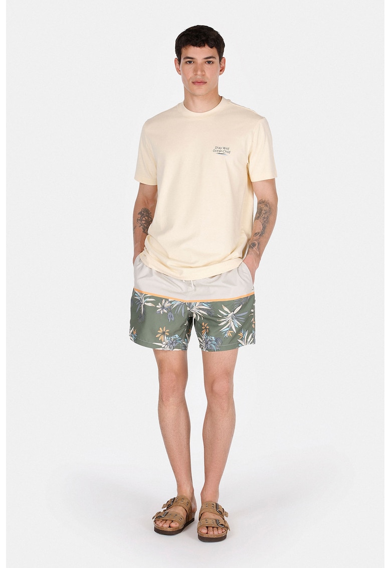 Pantaloni scurti de plaja cu imprimeu tropical-BARBATI/IMBRACAMINTE/Costume de baie-IMBRACAMINTE/Costume de baie