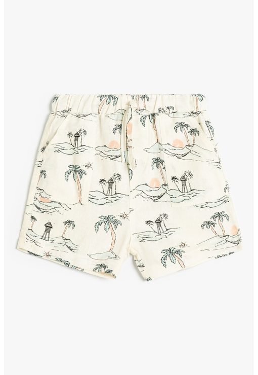 Pantaloni scurti din amestec de in cu imprimeu tropical-BAIETI/IMBRACAMINTE/Sorturi-IMBRACAMINTE/Sorturi