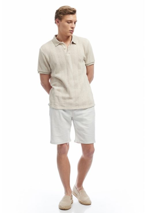Pantaloni scurti din amestec de in cu snur-BARBATI/IMBRACAMINTE/Pantaloni si colanti-IMBRACAMINTE/Pantaloni si colanti