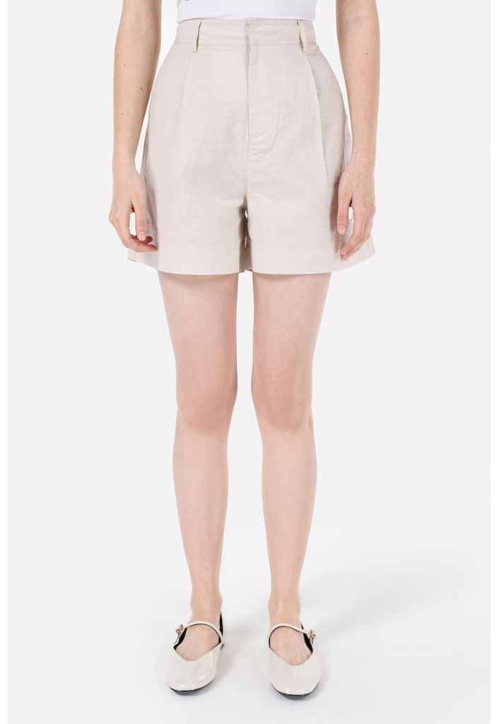 Pantaloni scurti din amestec de in si bumbac-FEMEI/IMBRACAMINTE/Pantaloni si colanti-IMBRACAMINTE/Pantaloni si colanti