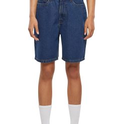 Pantaloni scurti din denim cu talie inalta-FEMEI/IMBRACAMINTE/Blugi-IMBRACAMINTE/Blugi