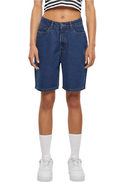 Pantaloni scurti din denim cu talie inalta-FEMEI/IMBRACAMINTE/Blugi-IMBRACAMINTE/Blugi