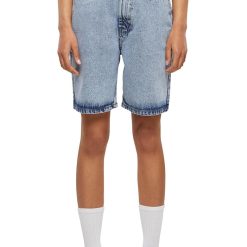 Pantaloni scurti din denim cu talie inalta-FEMEI/IMBRACAMINTE/Blugi-IMBRACAMINTE/Blugi