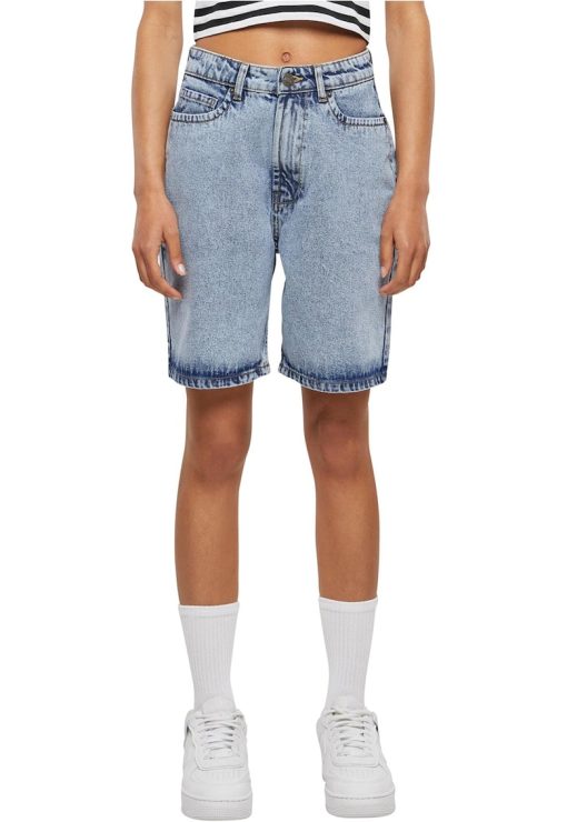 Pantaloni scurti din denim cu talie inalta-FEMEI/IMBRACAMINTE/Blugi-IMBRACAMINTE/Blugi