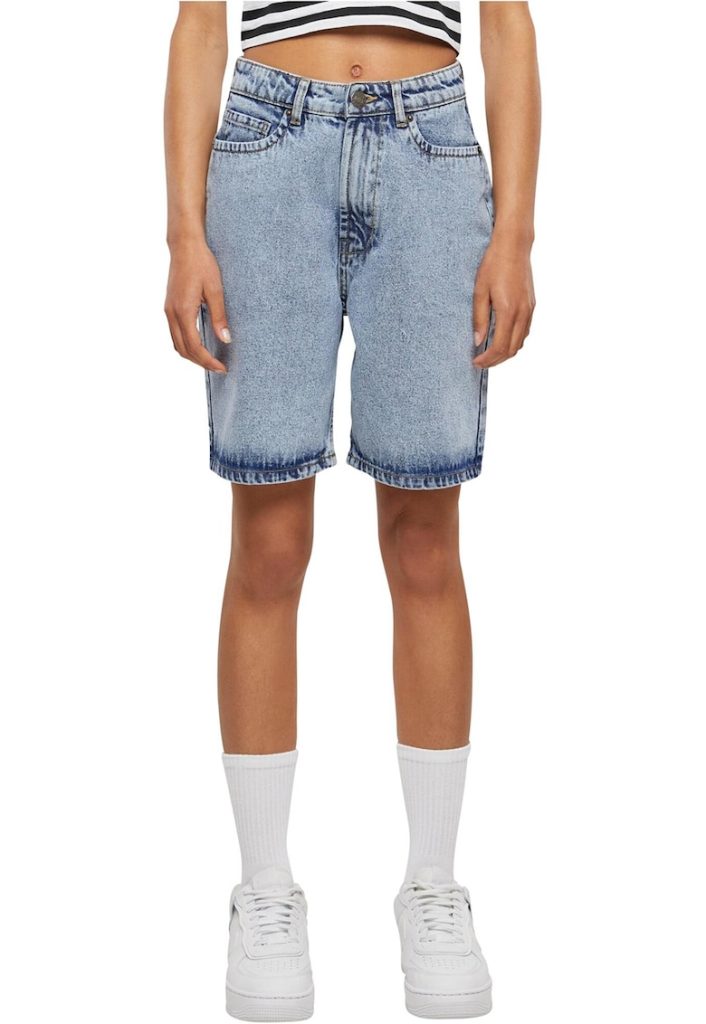 Pantaloni scurti din denim cu talie inalta-FEMEI/IMBRACAMINTE/Blugi-IMBRACAMINTE/Blugi