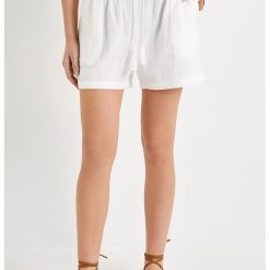 Pantaloni scurti din muslin cu snur de ajustare-FEMEI/IMBRACAMINTE/Pantaloni si colanti-IMBRACAMINTE/Pantaloni si colanti