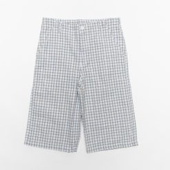 Pantaloni scurti in carouri - cu nasture - 40322 - Gri --BAIETI/IMBRACAMINTE/Sorturi-IMBRACAMINTE/Sorturi