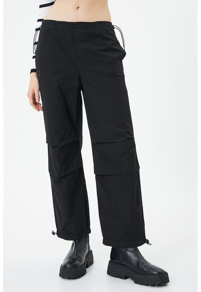 Pantaloni uni cu terminatii ajustabile-FEMEI/IMBRACAMINTE/Pantaloni si colanti-IMBRACAMINTE/Pantaloni si colanti