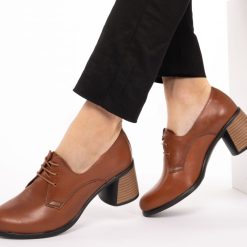 Pantofi din piele naturala 594 Maro-Pantofi-Pantofi