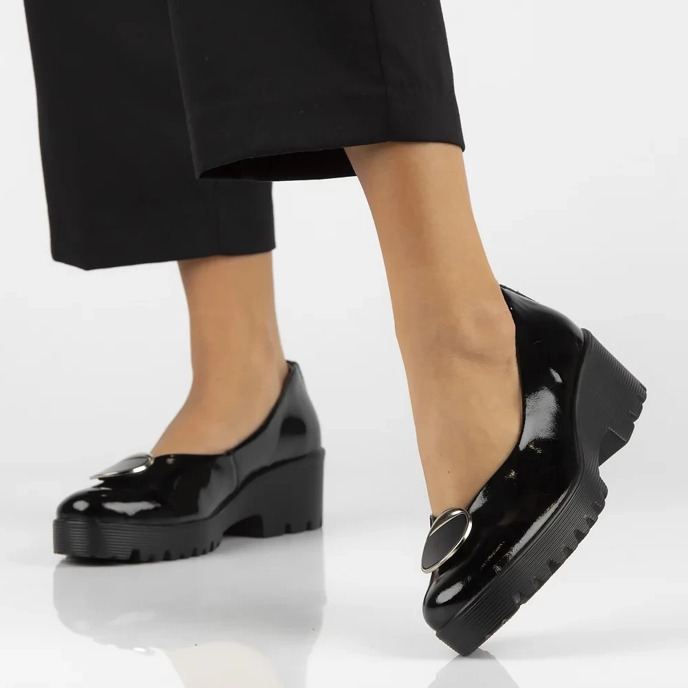 Pantofi piele naturala 4569 negru-lac-Pantofi-Pantofi