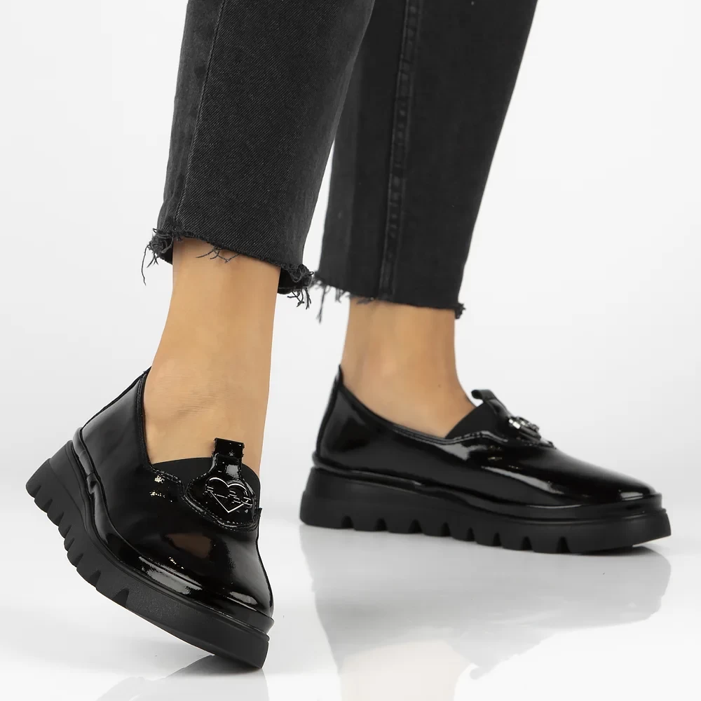 Pantofi piele naturala 7170 negru-lac-Pantofi-Pantofi