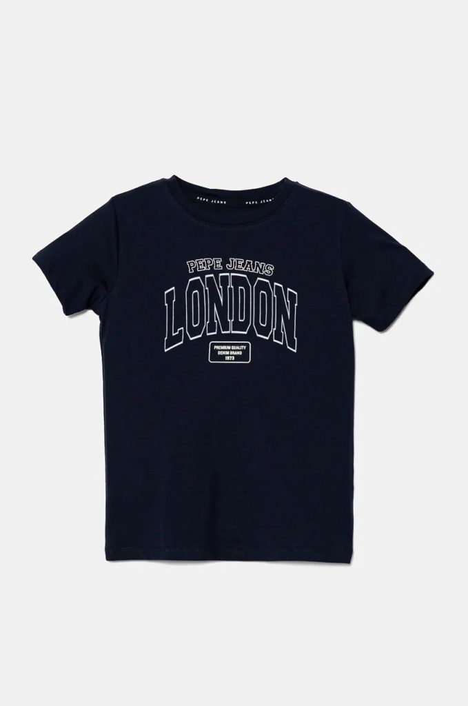 Pepe Jeans tricou de bumbac pentru copii BALEY culoarea albastru marin