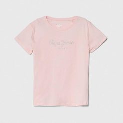 Pepe Jeans tricou de bumbac pentru copii NINA culoarea roz-Îmbrăcăminte