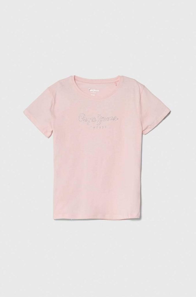 Pepe Jeans tricou de bumbac pentru copii NINA culoarea roz-Îmbrăcăminte