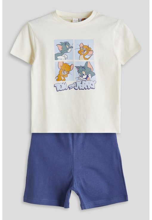 Pijama cu camasa si imprimeu cu Tom&Jerry-BAIETI/IMBRACAMINTE/Pijamale si halate de baie-IMBRACAMINTE/Pijamale si halate de baie