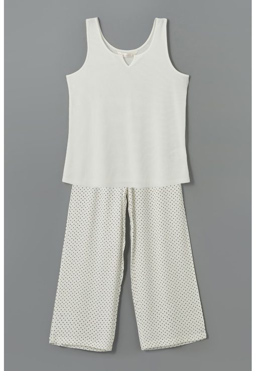 Pijama cu snur de ajustare in talie-FEMEI/IMBRACAMINTE/Pijamale si halate de baie-IMBRACAMINTE/Pijamale si halate de baie