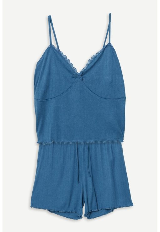 Pijama scurta cu insertii din dantela-FEMEI/IMBRACAMINTE/Pijamale si halate de baie-IMBRACAMINTE/Pijamale si halate de baie