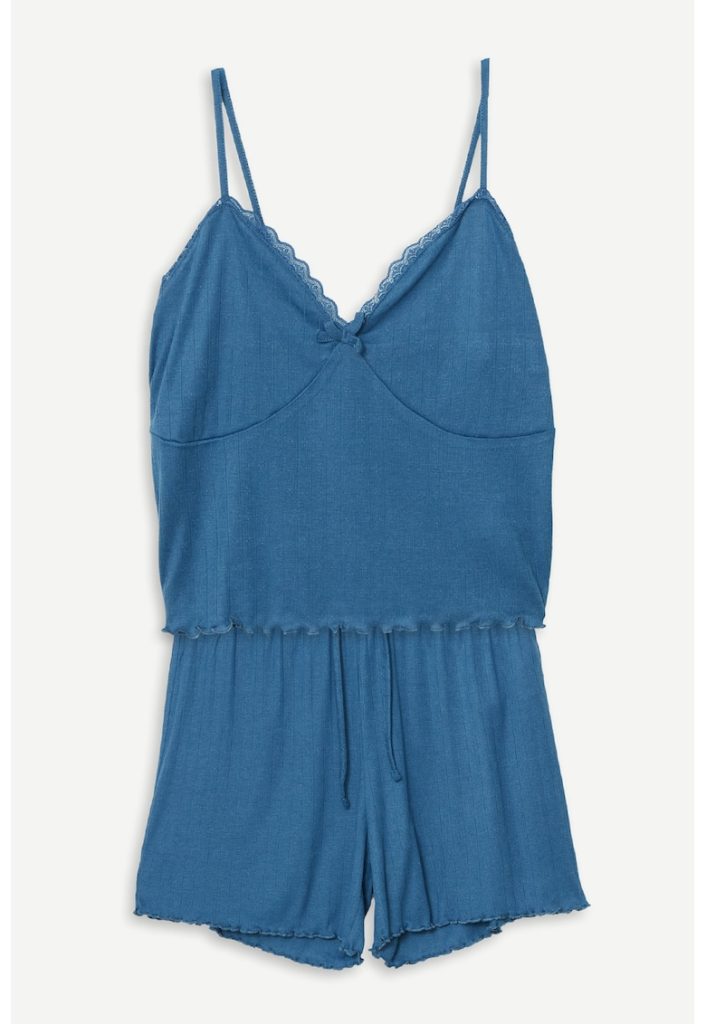 Pijama scurta cu insertii din dantela-FEMEI/IMBRACAMINTE/Pijamale si halate de baie-IMBRACAMINTE/Pijamale si halate de baie