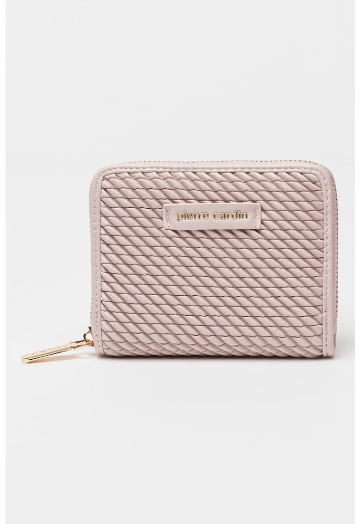 Portofel texturat cu logo metalic-FEMEI/GENTI SI ACCESORII/Portofele si brelocuri-GENTI SI ACCESORII/Portofele si brelocuri