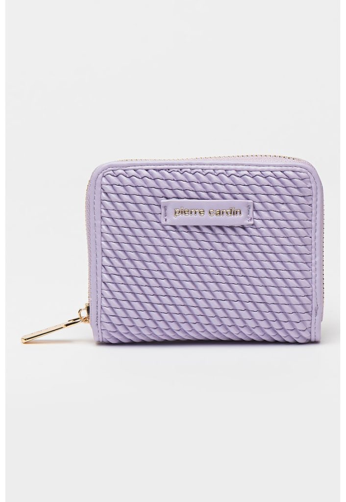 Portofel texturat cu logo metalic-FEMEI/GENTI SI ACCESORII/Portofele si brelocuri-GENTI SI ACCESORII/Portofele si brelocuri