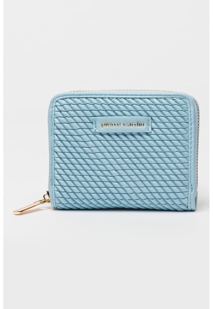 Portofel texturat cu logo metalic-FEMEI/GENTI SI ACCESORII/Portofele si brelocuri-GENTI SI ACCESORII/Portofele si brelocuri