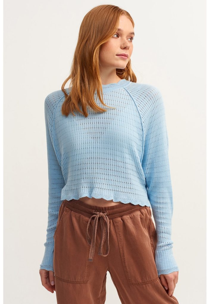 Pulover crop cu aspect perforat-FEMEI/IMBRACAMINTE/Pulovere si cardigane-IMBRACAMINTE/Pulovere si cardigane