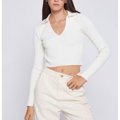 Pulover crop cu aspect striat-FEMEI/IMBRACAMINTE/Pulovere si cardigane-IMBRACAMINTE/Pulovere si cardigane