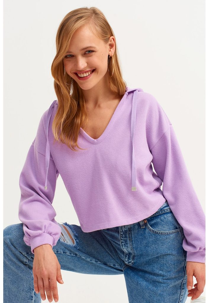 Pulover crop cu decolteu in V-FEMEI/IMBRACAMINTE/Pulovere si cardigane-IMBRACAMINTE/Pulovere si cardigane