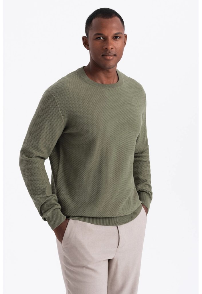 Pulover de bumbac cu aspect texturat-BARBATI/IMBRACAMINTE/Pulovere si cardigane-IMBRACAMINTE/Pulovere si cardigane