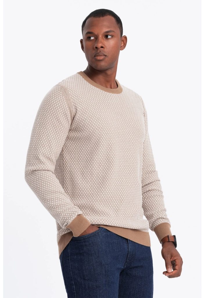 Pulover de bumbac cu decolteu la baza gatului-BARBATI/IMBRACAMINTE/Pulovere si cardigane-IMBRACAMINTE/Pulovere si cardigane