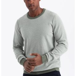 Pulover de bumbac cu decolteu la baza gatului-BARBATI/IMBRACAMINTE/Pulovere si cardigane-IMBRACAMINTE/Pulovere si cardigane
