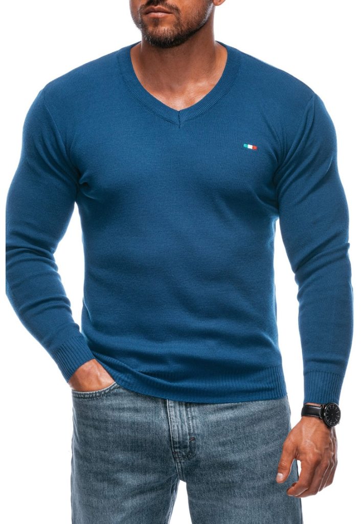 Pulover tricotat fin cu decolteu in V-BARBATI/IMBRACAMINTE/Pulovere si cardigane-IMBRACAMINTE/Pulovere si cardigane