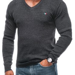 Pulover tricotat fin cu decolteu in V-BARBATI/IMBRACAMINTE/Pulovere si cardigane-IMBRACAMINTE/Pulovere si cardigane