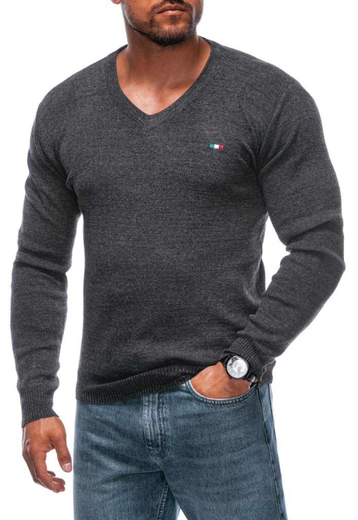 Pulover tricotat fin cu decolteu in V-BARBATI/IMBRACAMINTE/Pulovere si cardigane-IMBRACAMINTE/Pulovere si cardigane
