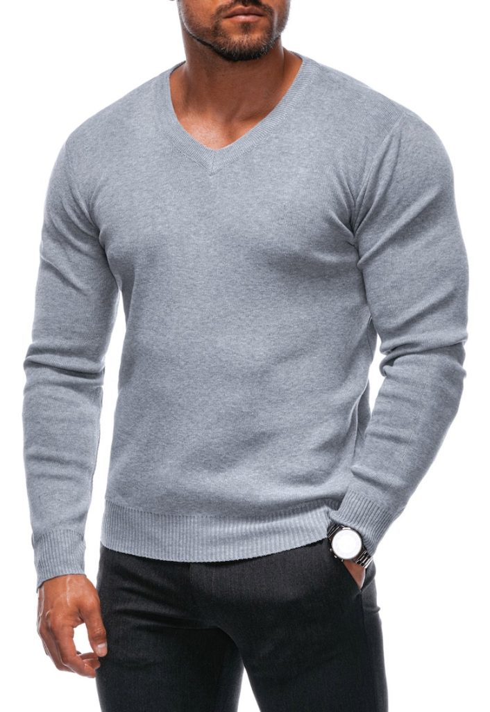 Pulover tricotat fin cu decolteu in V-BARBATI/IMBRACAMINTE/Pulovere si cardigane-IMBRACAMINTE/Pulovere si cardigane