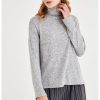 Pulover tricotat fin cu guler inalt si maneci cazute-FEMEI/IMBRACAMINTE/Pulovere si cardigane-IMBRACAMINTE/Pulovere si cardigane