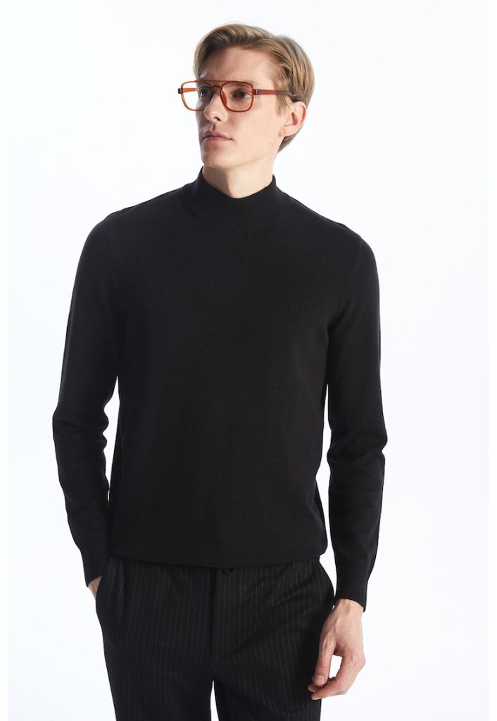 Pulover tricotat fin cu guler mediu-BARBATI/IMBRACAMINTE/Pulovere si cardigane-IMBRACAMINTE/Pulovere si cardigane