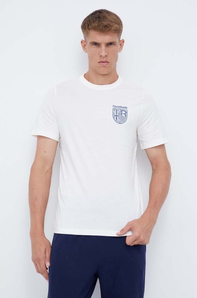 Reebok tricou din bumbac culoarea bej