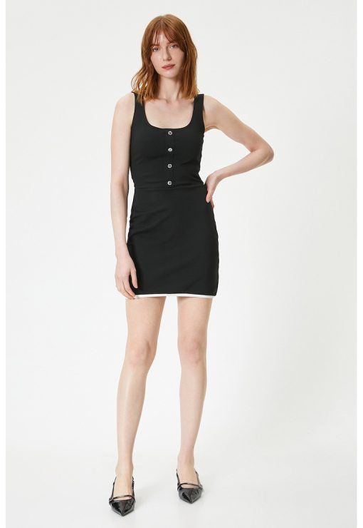 Rochie cambrata cu nasturi decorativi-FEMEI/IMBRACAMINTE/Rochii-IMBRACAMINTE/Rochii