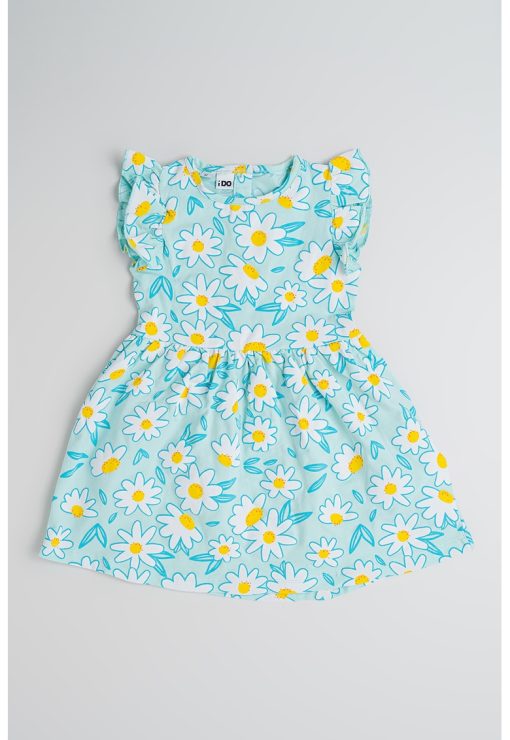 Rochie cu croiala in A - model floral si maneci cu volane-FETE/IMBRACAMINTE/Rochii-IMBRACAMINTE/Rochii