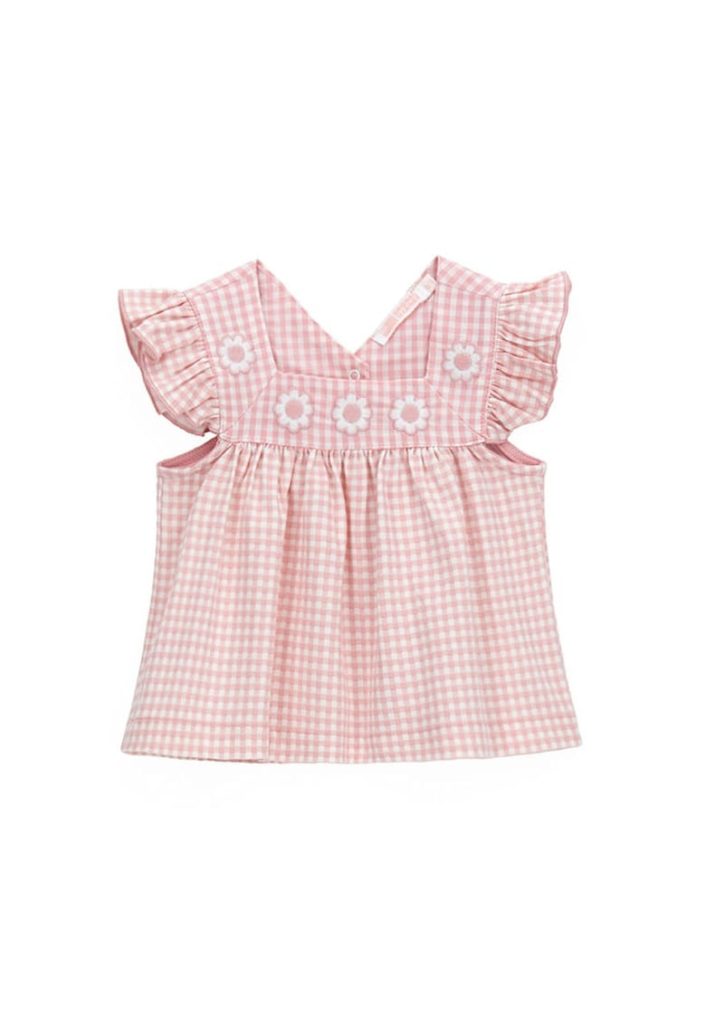 Rochie cu model in carouri si detalii cu flori-FETE/IMBRACAMINTE/Rochii-IMBRACAMINTE/Rochii