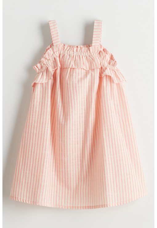 Rochie cu model in dungi si decolteu patrat-FETE/IMBRACAMINTE/Rochii-IMBRACAMINTE/Rochii