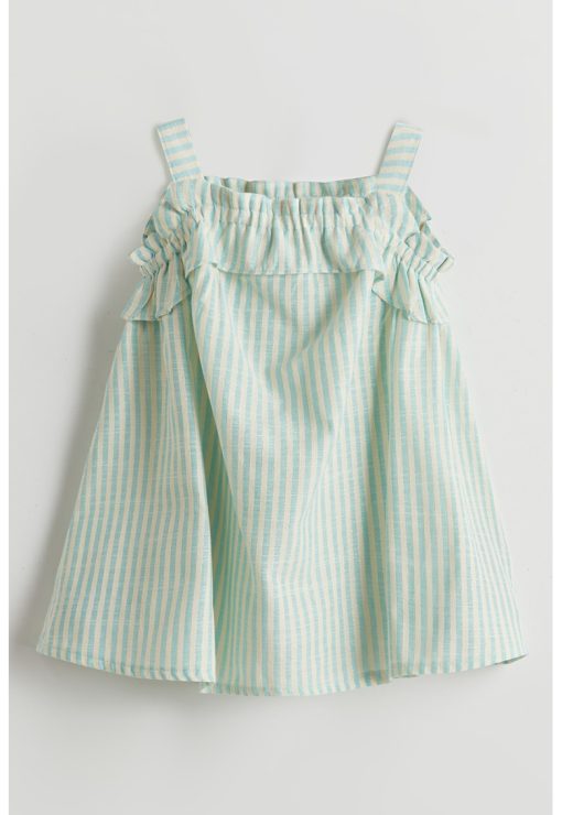 Rochie cu model in dungi si decolteu patrat-FETE/IMBRACAMINTE/Rochii-IMBRACAMINTE/Rochii