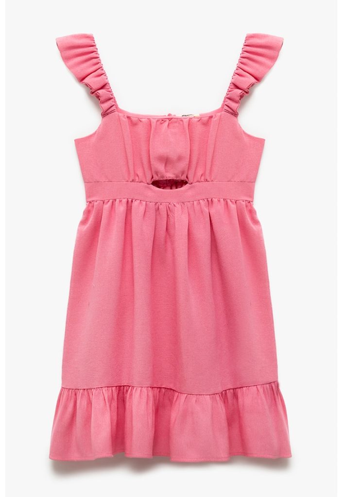 Rochie din amestec de in cu volane-FETE/IMBRACAMINTE/Rochii-IMBRACAMINTE/Rochii